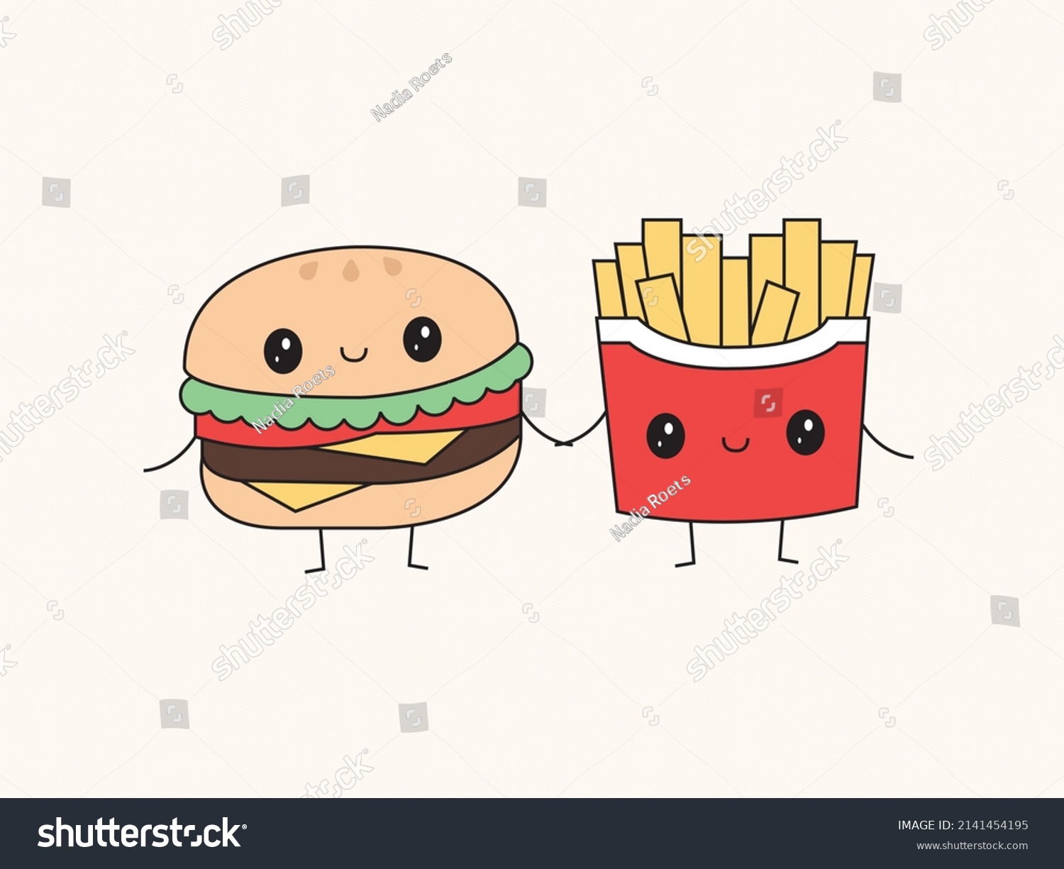 Burger Chips Clipart Design Stock Vector (Royalty Free) 2141454195 ...