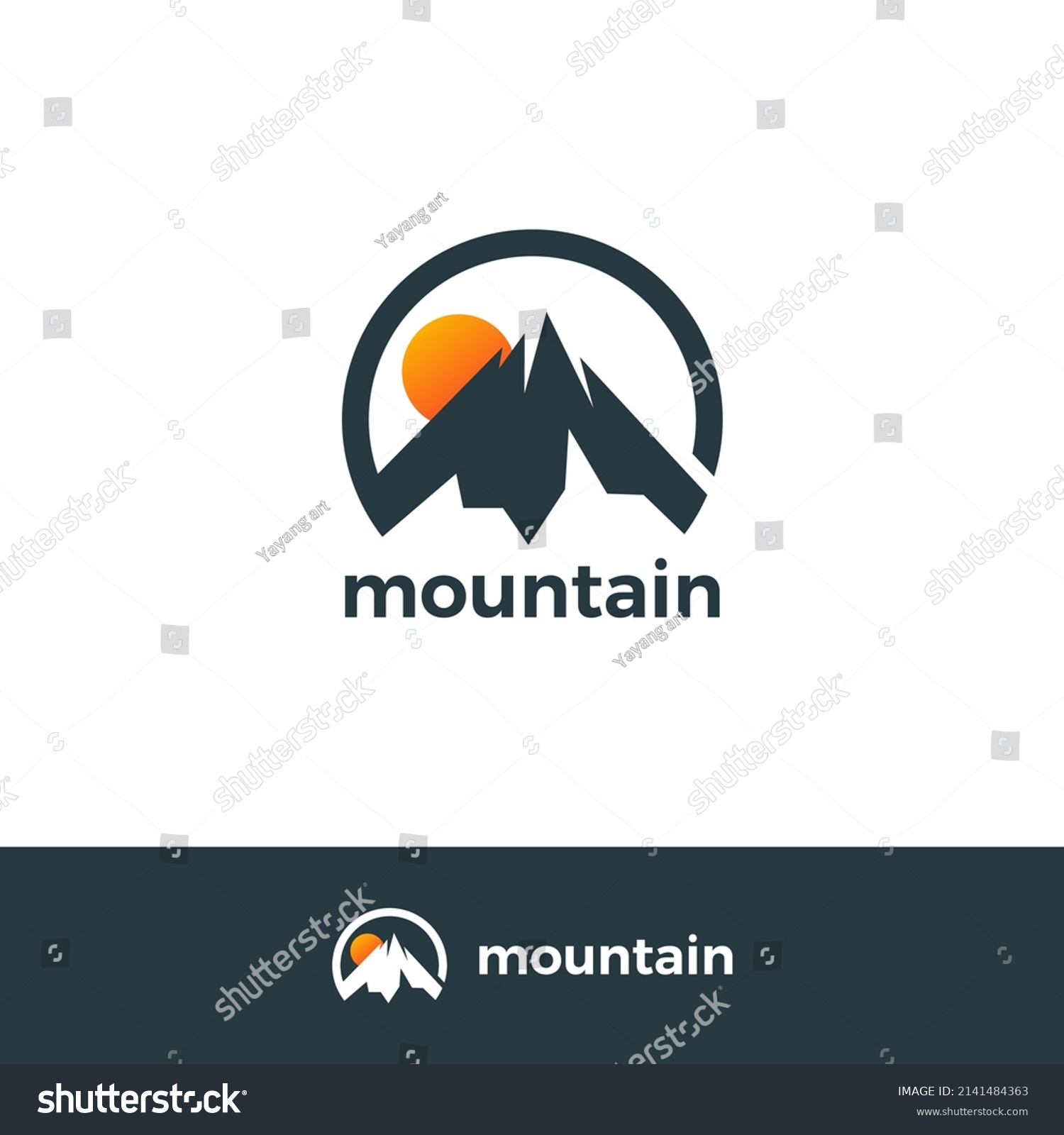 Mountain Sun Logo Design Vector Template Stock Vector (Royalty Free ...