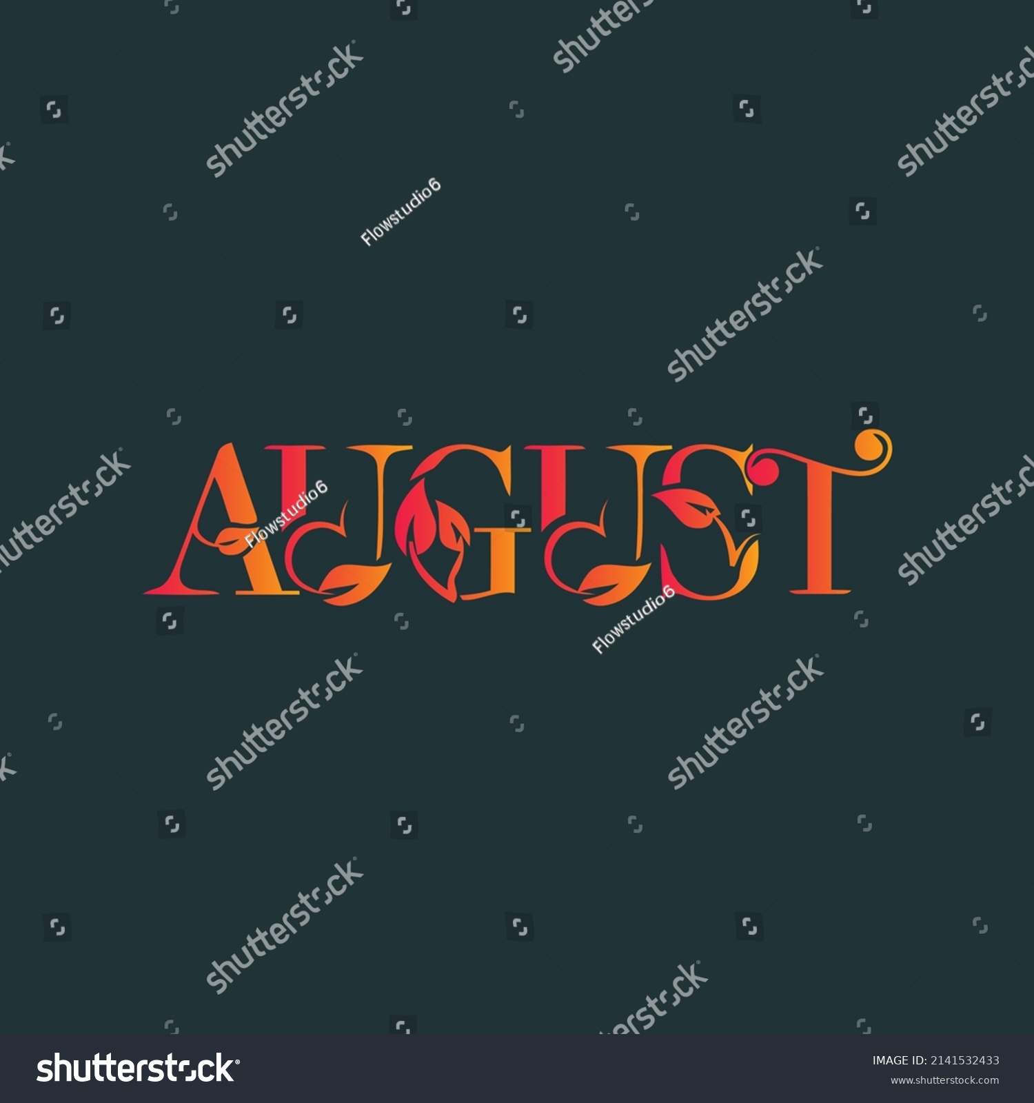 August Month Name Vector Illustration Poster Stock Vector (Royalty Free ...