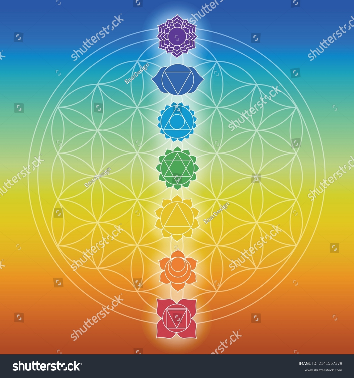 Chakras Over Flower Life Symbol Symbols Stock Vector (Royalty Free ...