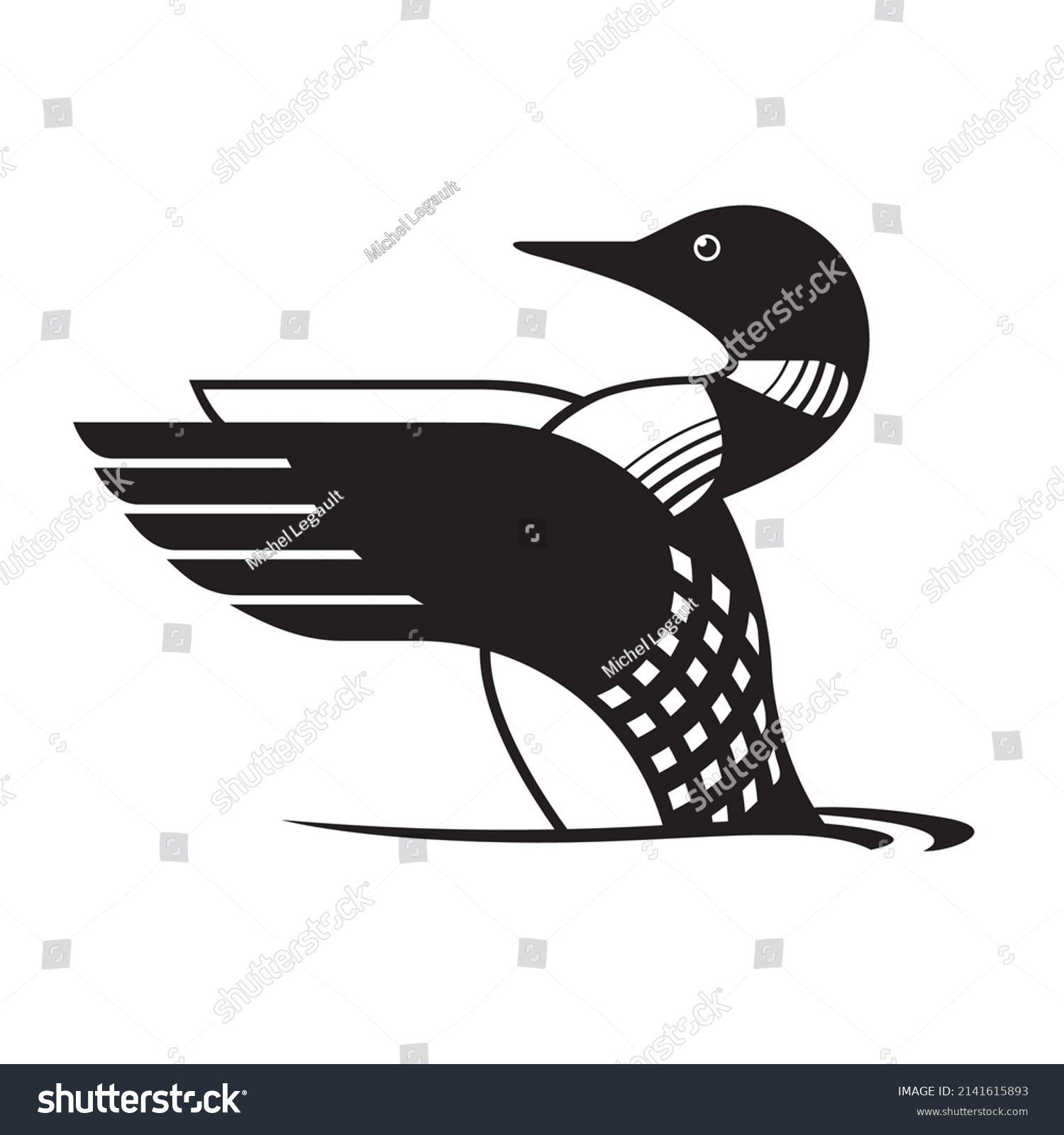 Loon Bird Water Flapping Wings Vector Stock Vector (Royalty Free ...