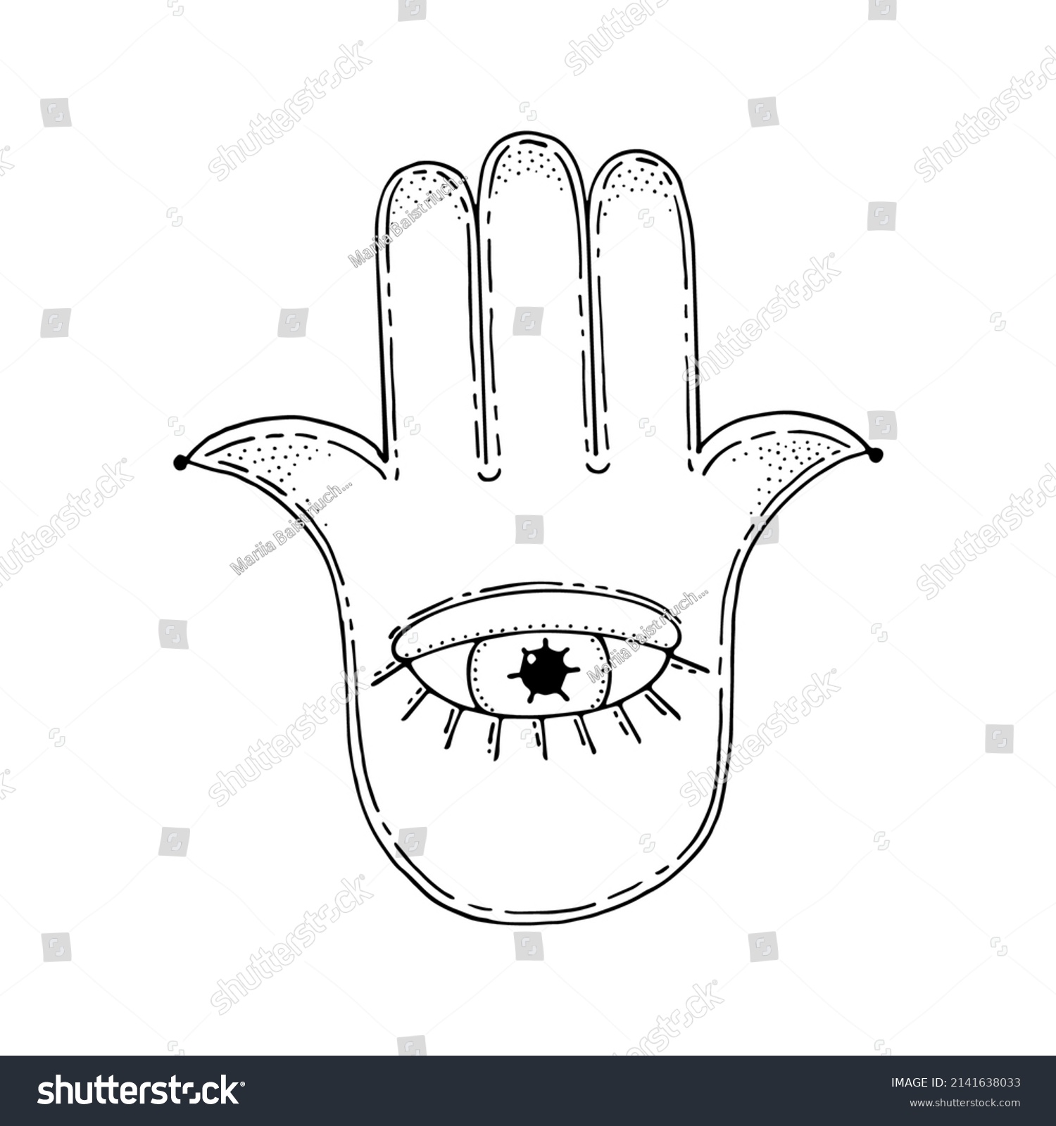 Hand Fatima Line Art Palm Five Stock Vector (Royalty Free) 2141638033 ...