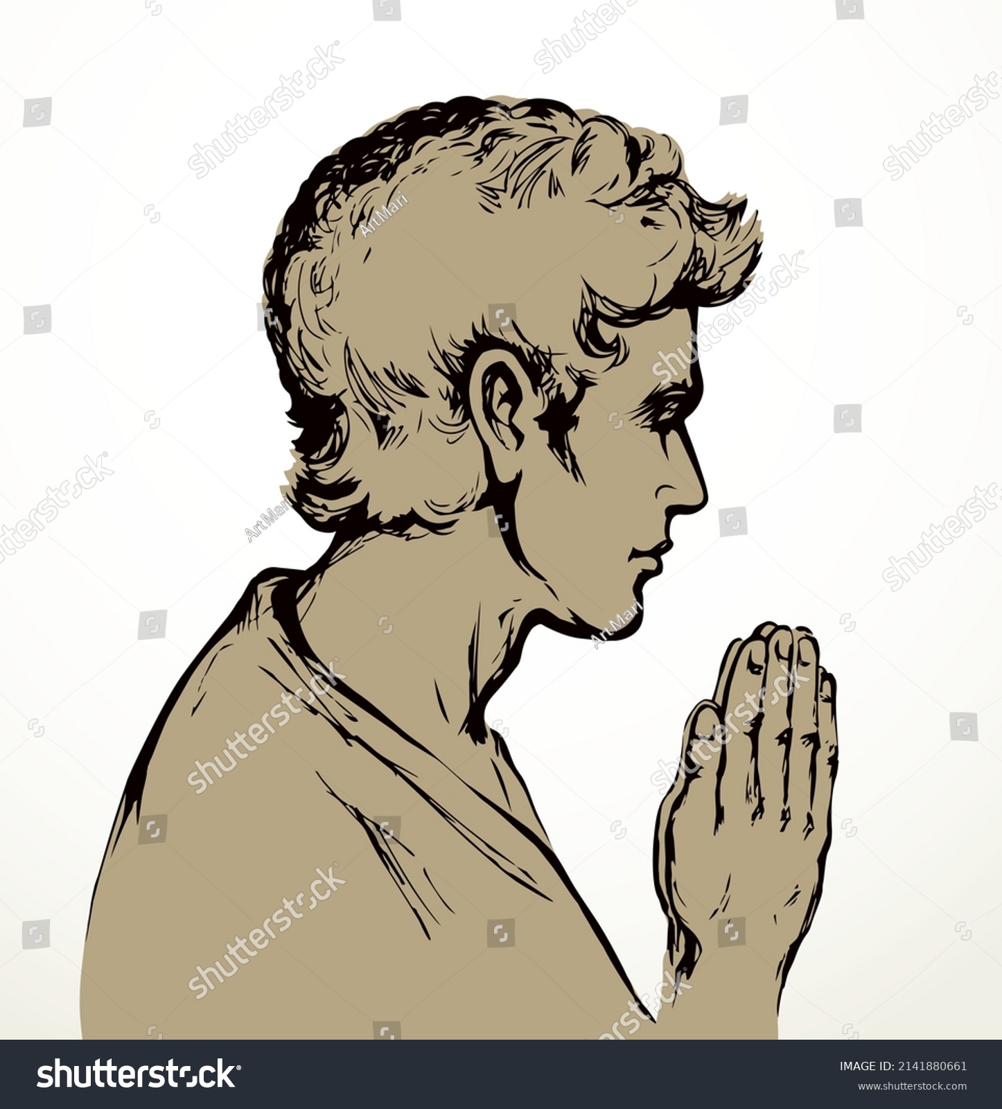 Sin Sorrow Worry Meditate Supplication Line Stock Vector (Royalty Free ...