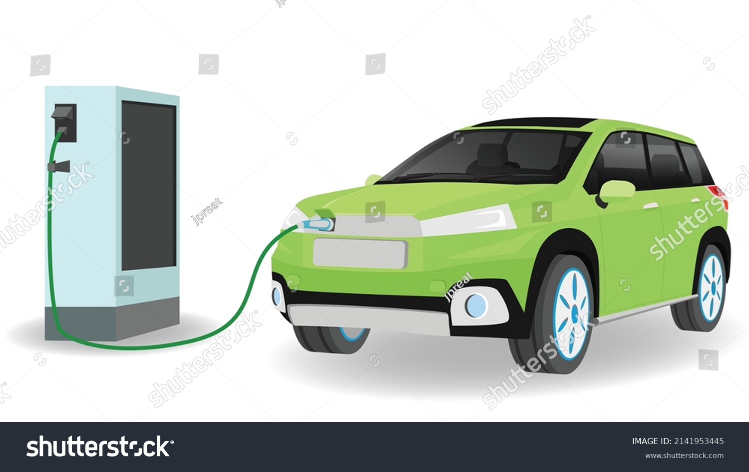 Electric Vehicle Suv Green Color Car Stock Vector (royalty Free 