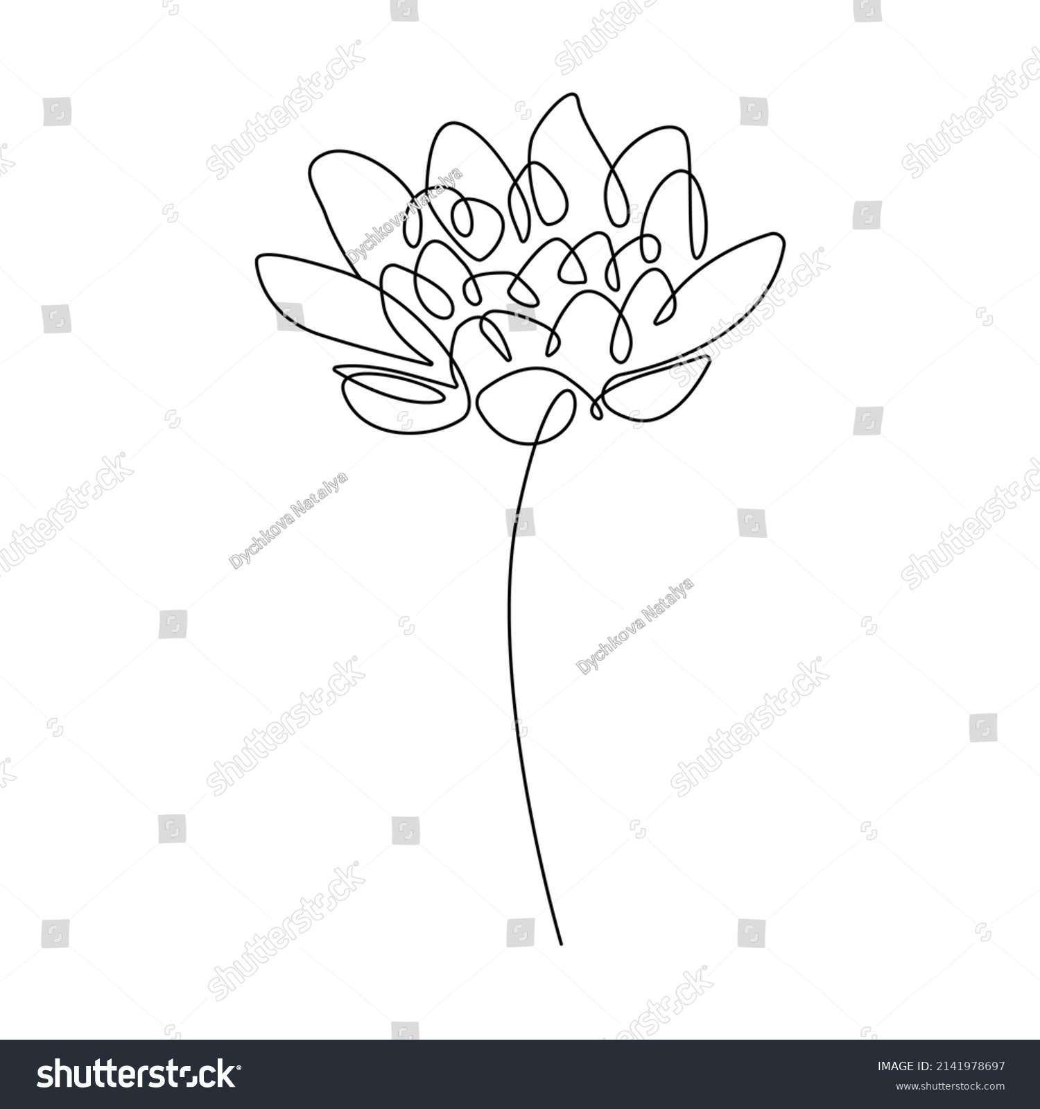 Flower Line Drawing Botanical Art Flower Stock Vector (Royalty Free ...