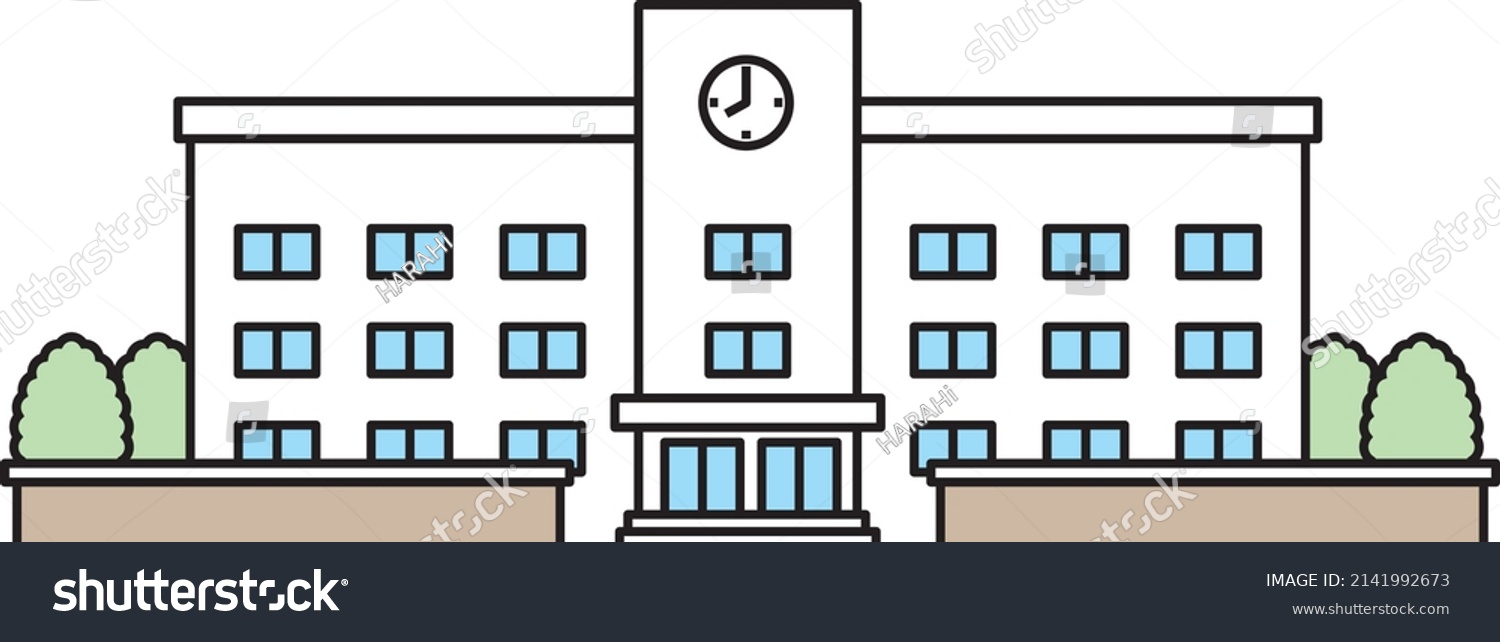 Illustration Material Scenery School Building Stock Vector (Royalty ...