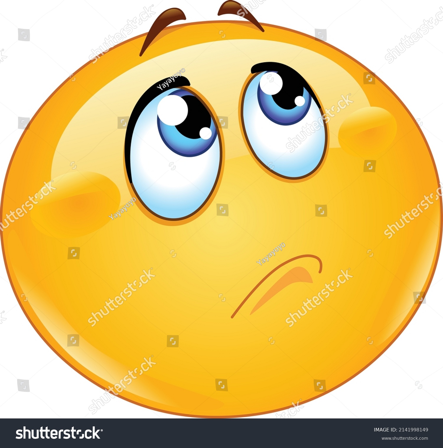 Thinking Sad Emoji Emoticon Looking Stock Vector (Royalty Free ...