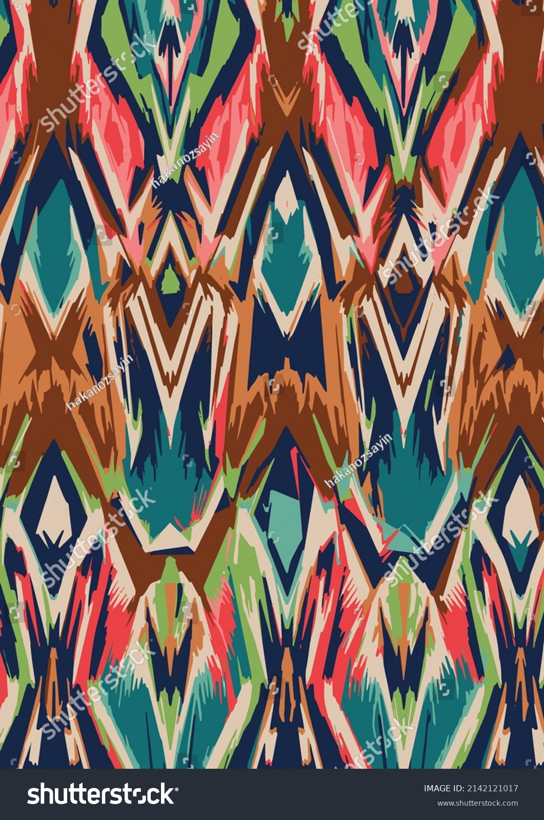 Native American Themed Colorful Fabric Patterns Stock Illustration