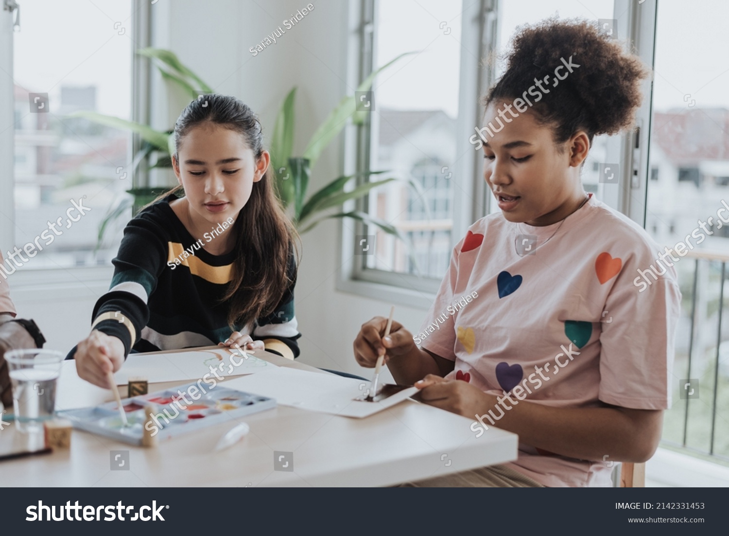 African Girl Friend Students Learning Art Stock Photo 2142331453 ...