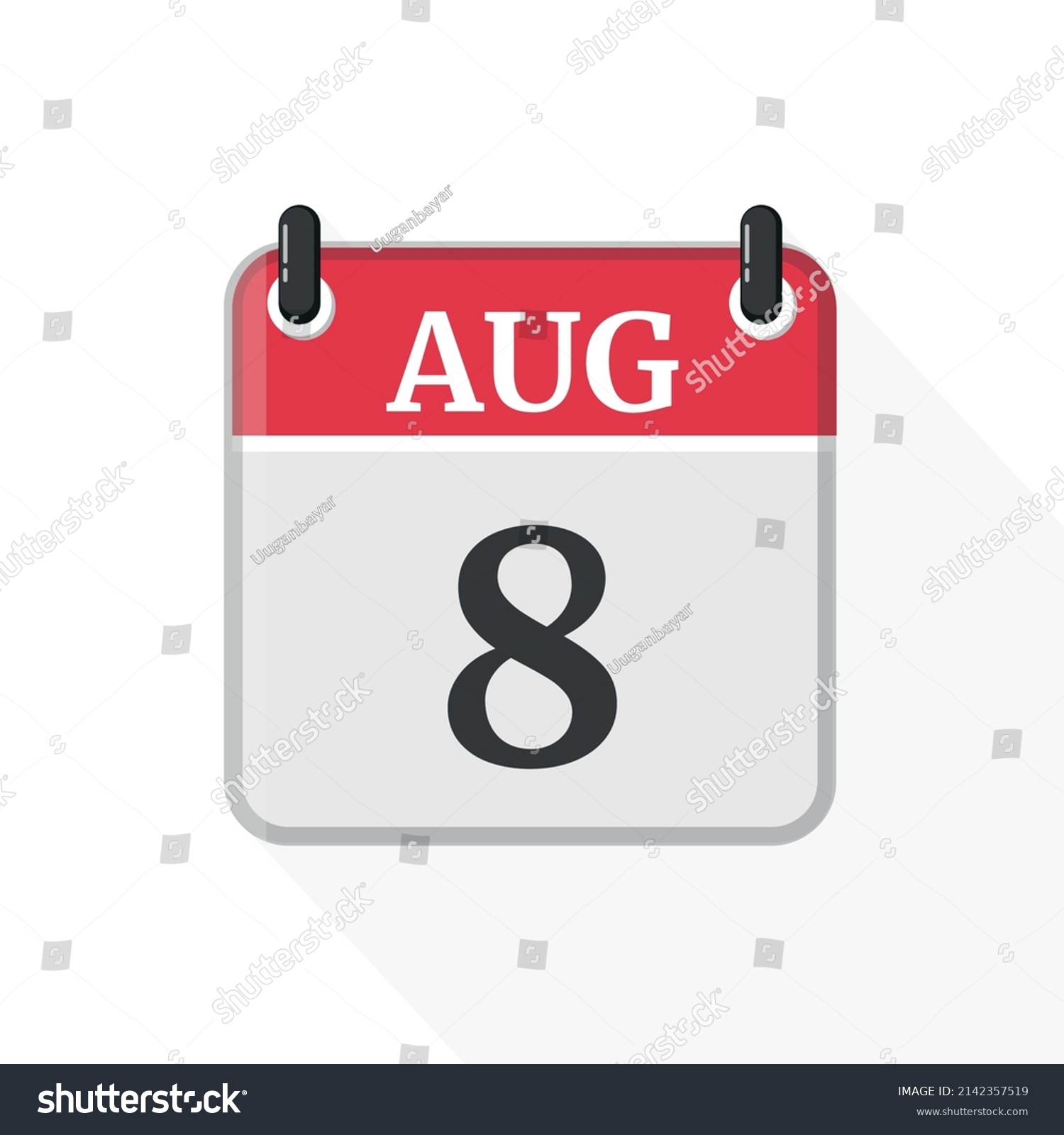 August 8 Calendar Icon Calendar Icon Stock Vector (Royalty Free