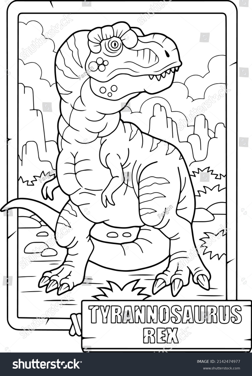 Prehistoric Dinosaur Tyrannosaurus Coloring Book Stock Vector (Royalty ...