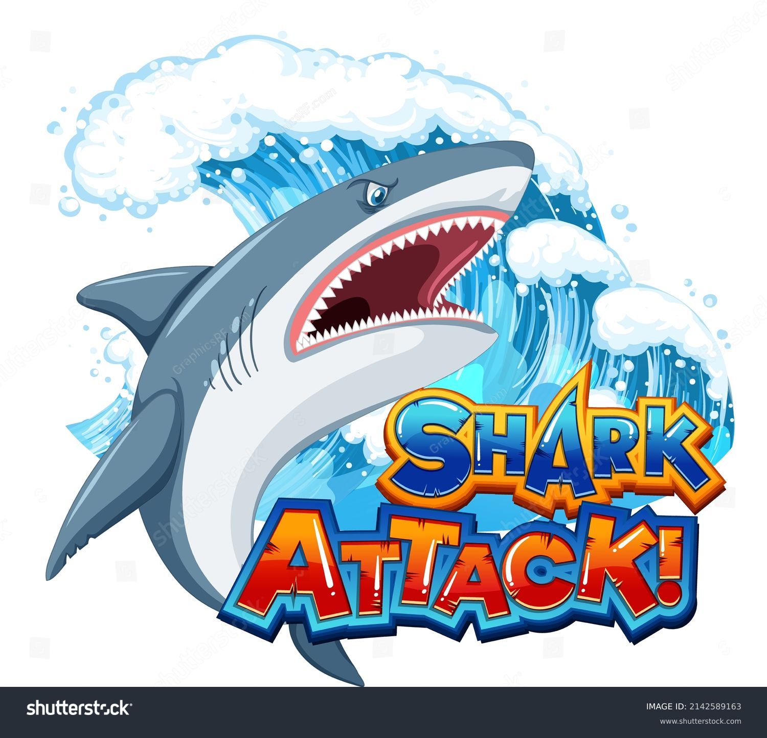 Shark Attack Font Logo Cartoon Aggressive Stock Vector (Royalty Free ...