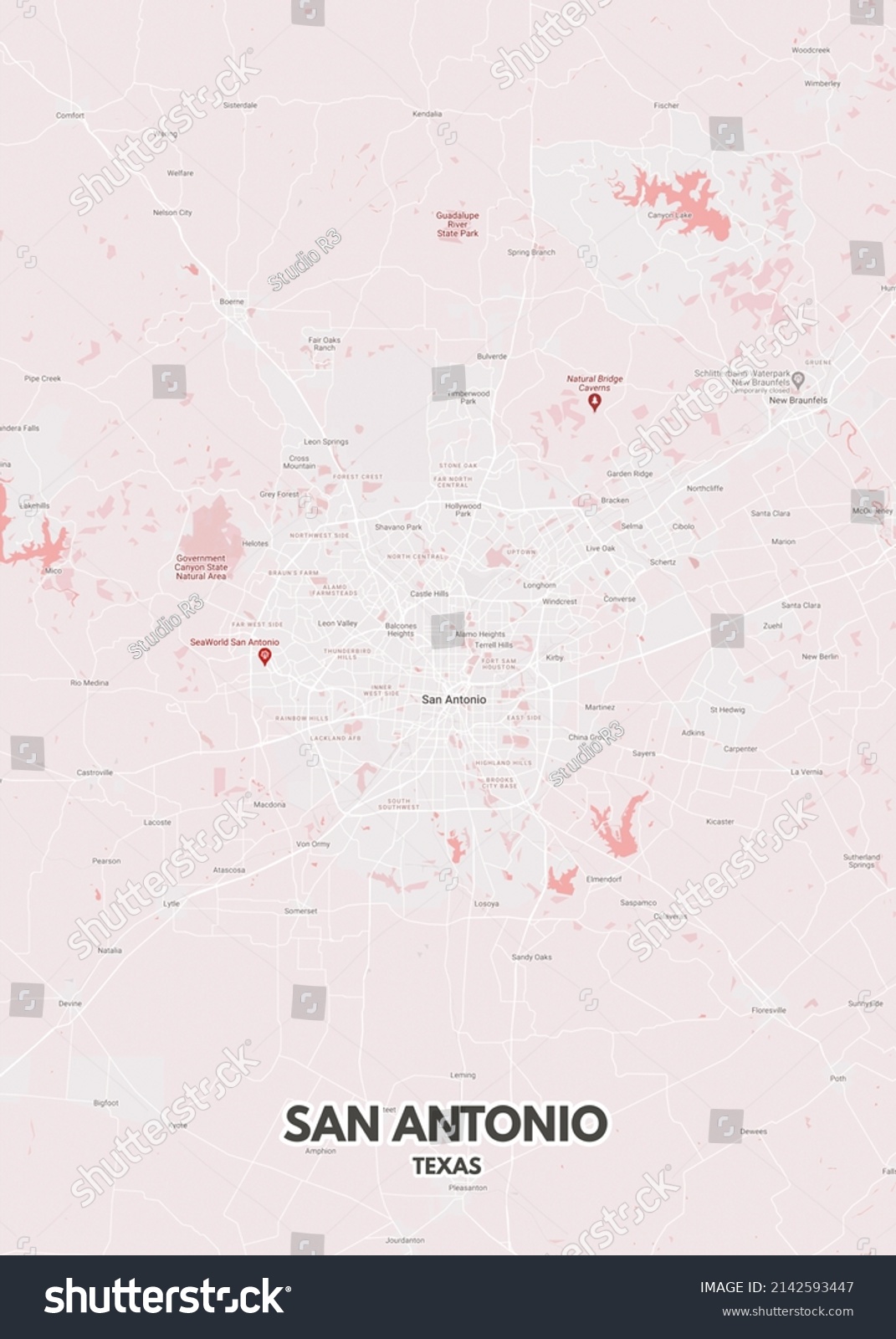 Poster San Antonio Texas Maproad Map Stock Illustration 2142593447 ...