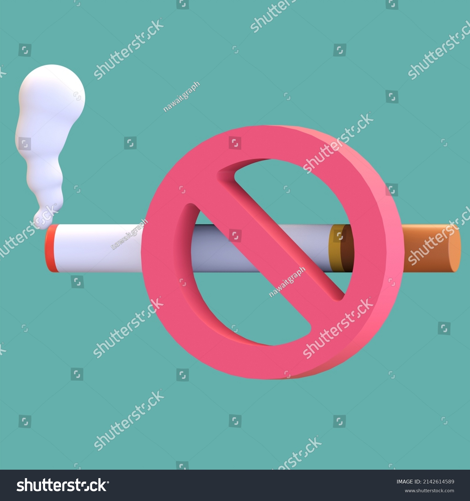 No Smoking Icon 3d Illustration Render Stock Illustration 2142614589 ...