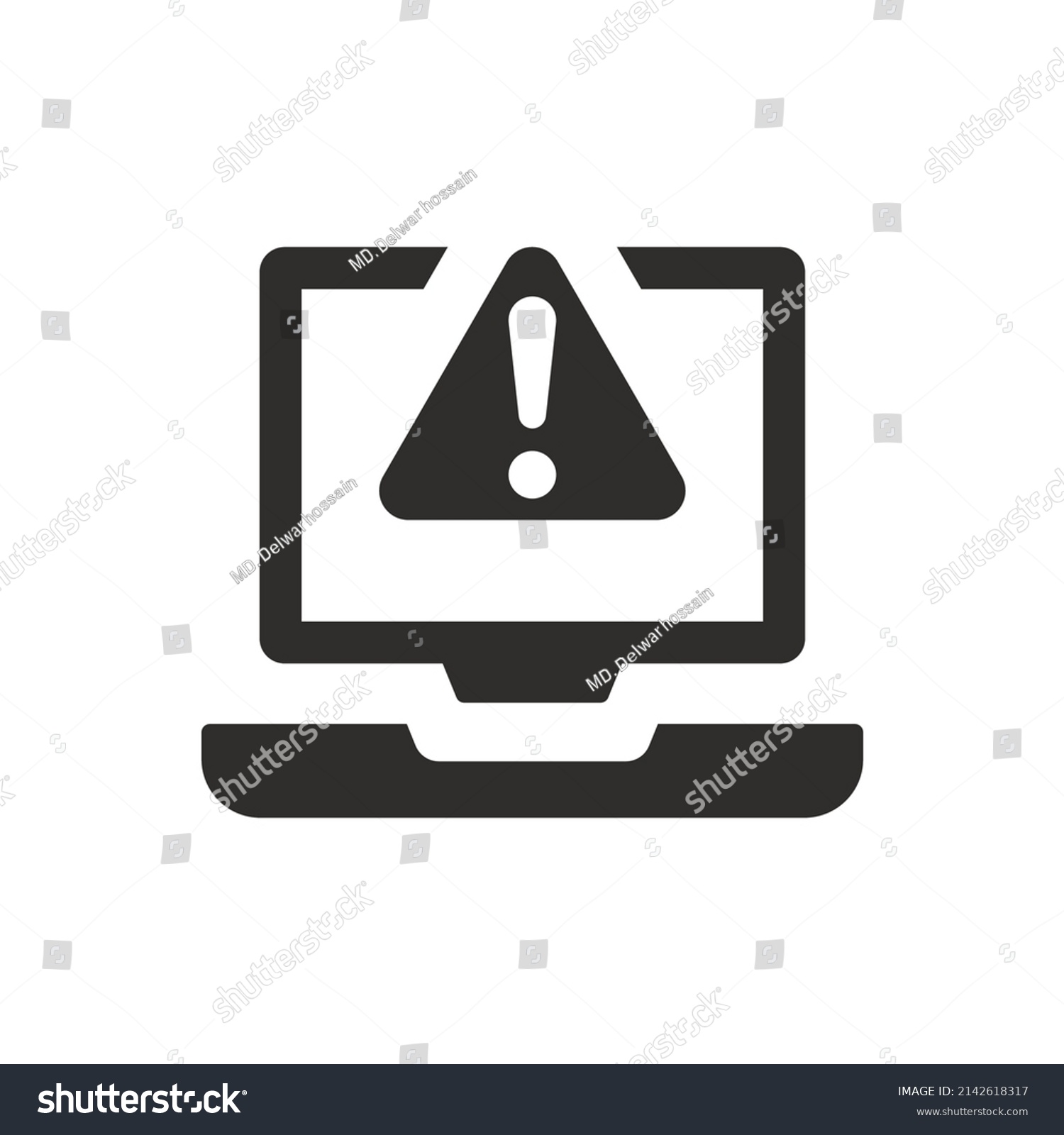 Computer Alert Warning Icon On White Stock Vector (Royalty Free ...