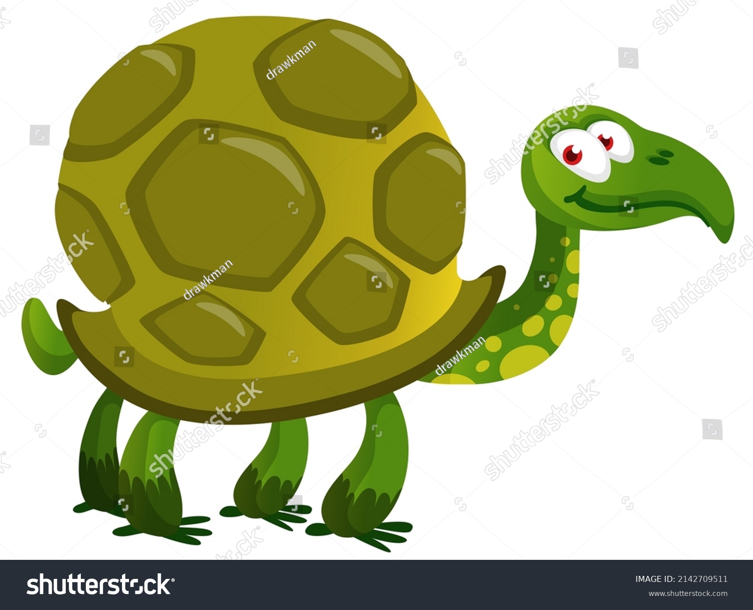 Cartoon Green Turtle Vector Illustration Isolated Stock Vector (Royalty ...