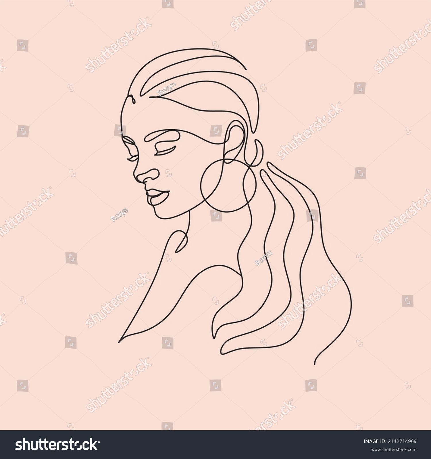 Womens Line Art Vector Portraits Women Stock Vector Royalty Free 2142714969 Shutterstock 5014