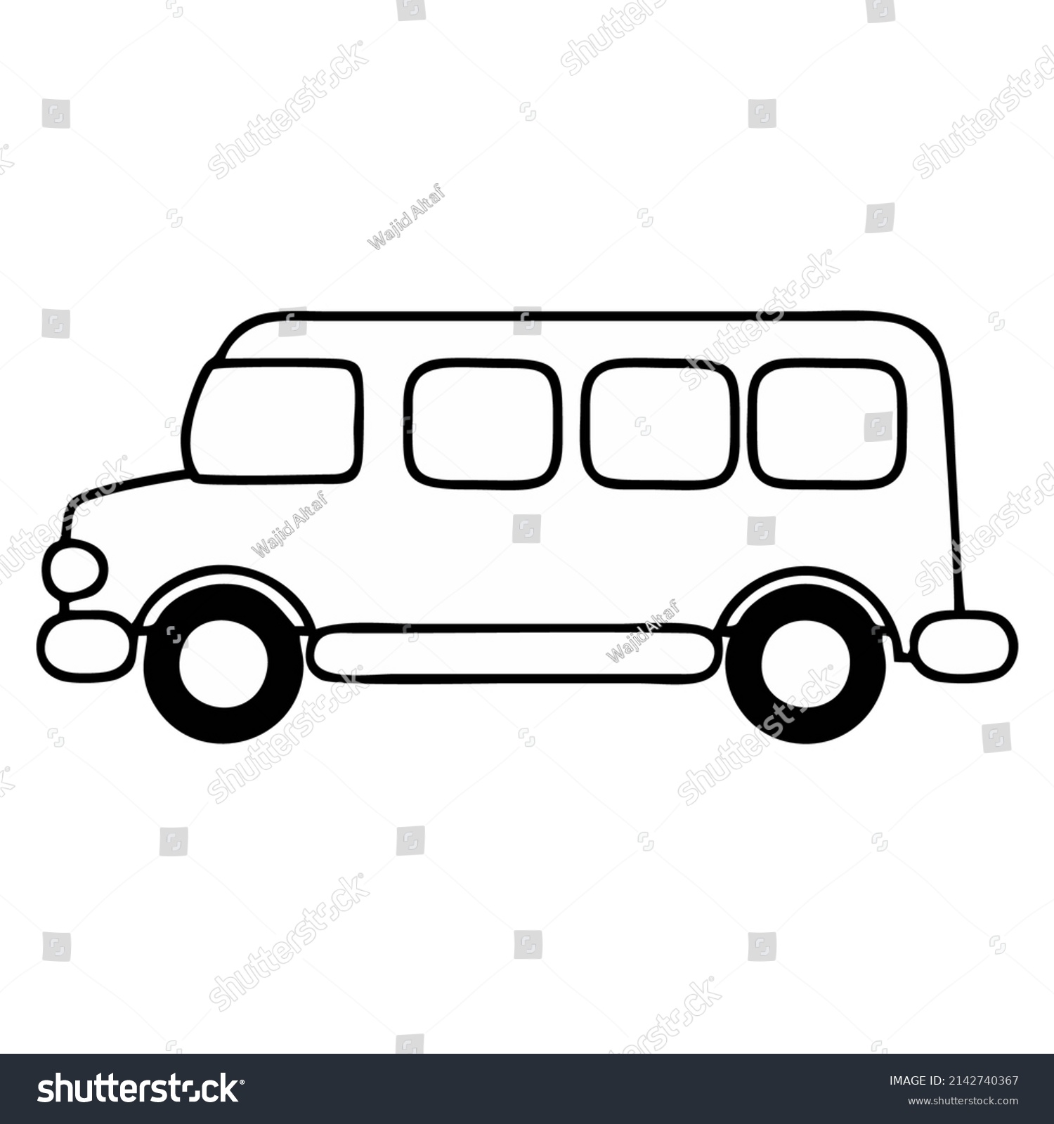 School Bus Coloring Page Kids Stock Vector (Royalty Free) 2142740367 ...