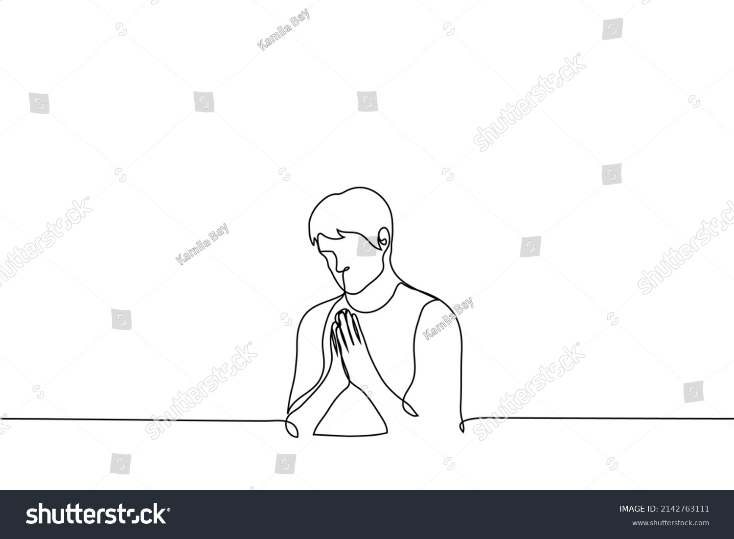 Man Put His Palms Together Supplication Stock Vector (Royalty Free ...