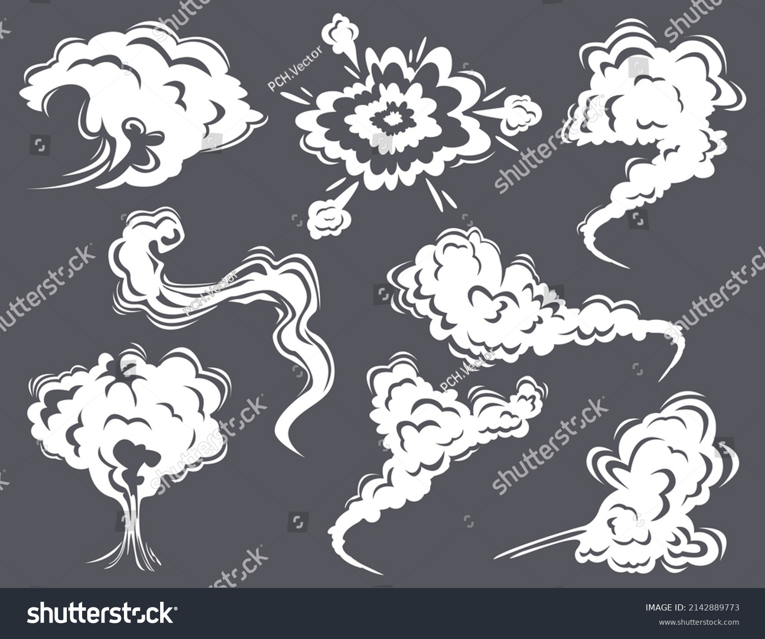 White Smoke Clouds On Grey Background Stock Vector (Royalty Free ...