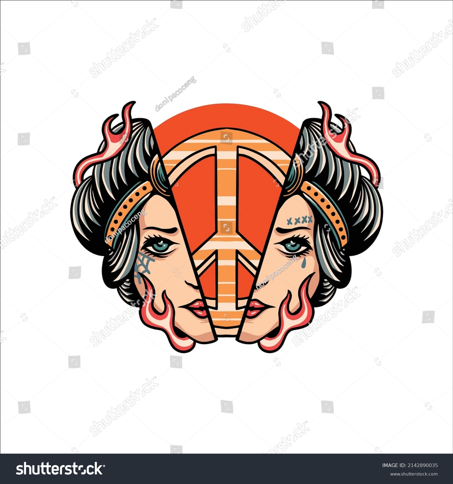 Woman Face Tattoo Vector Design Stock Vector Royalty Free 2142890035 Shutterstock 5515