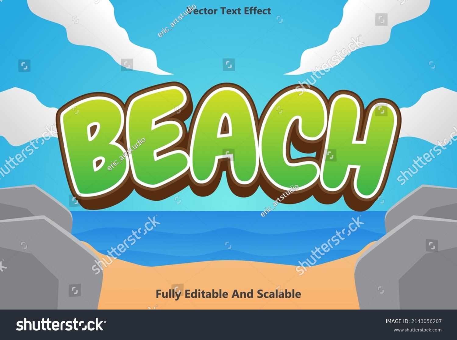 Beach Text Effect Green Color Editable Stock Vector Royalty Free 2143056207 Shutterstock