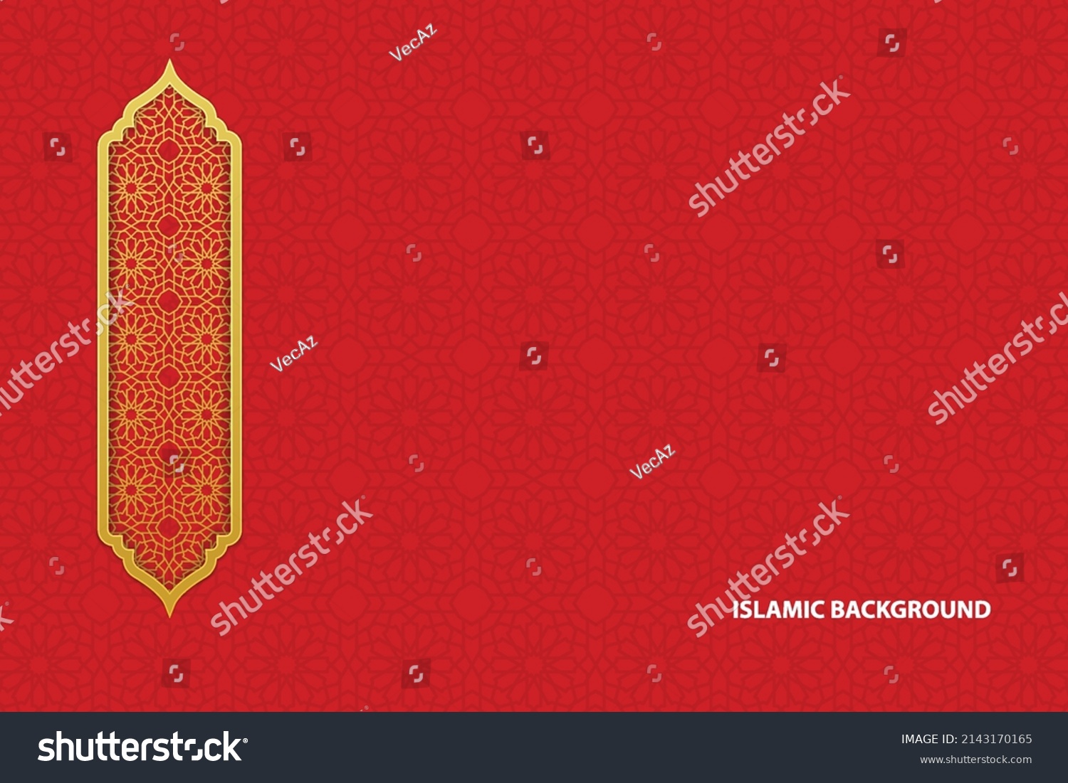 Red Islamic Background Golden Ornament Vector Stock Vector Royalty