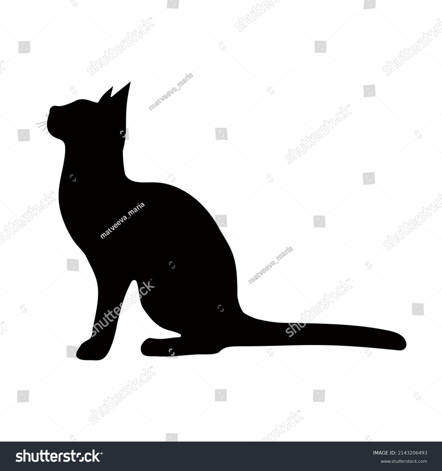 Black Silhouette Cat On White Background Stock Vector (Royalty Free ...