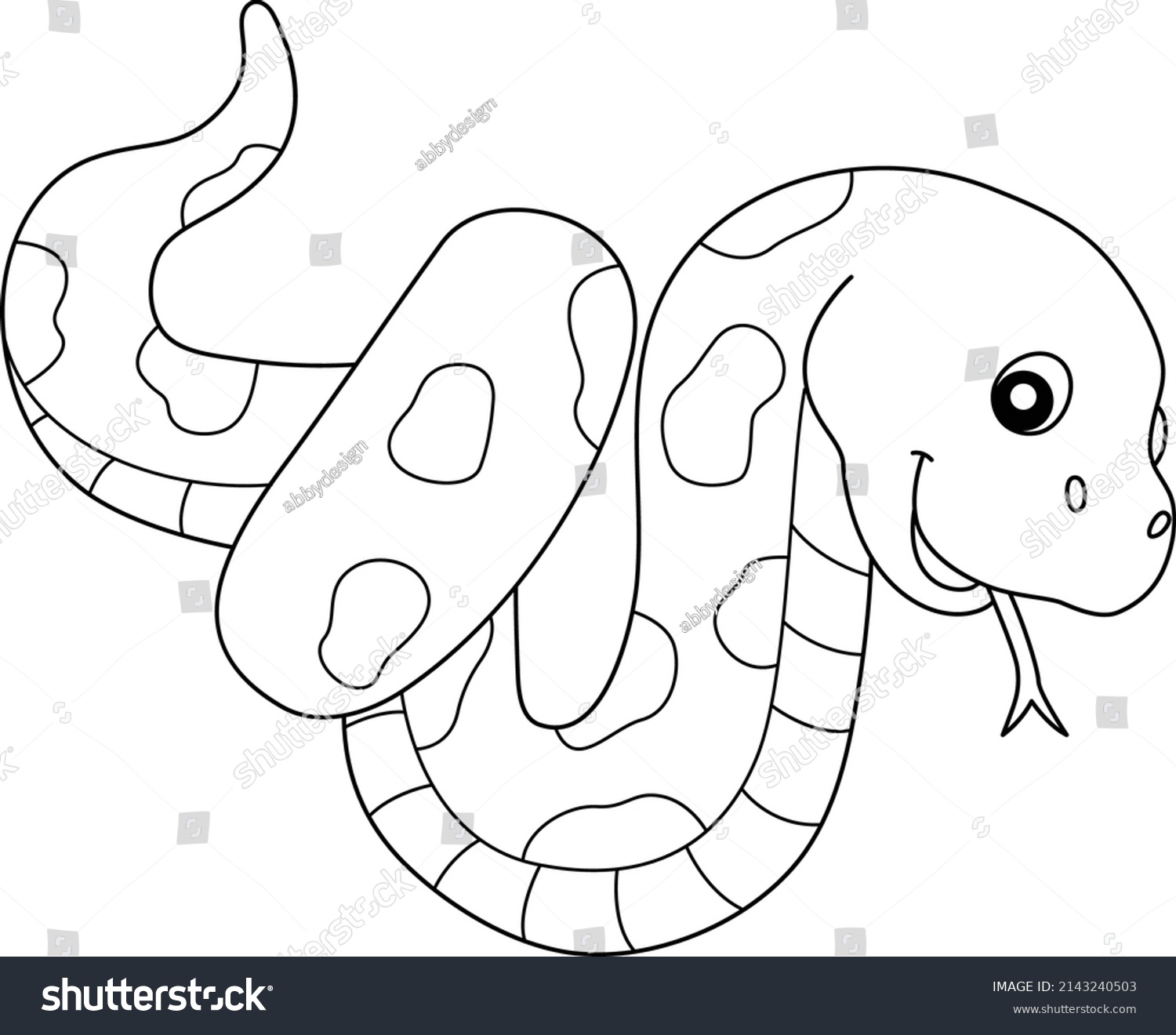 Snake Animal Coloring Page Isolated Kids Stock Vector (Royalty Free ...