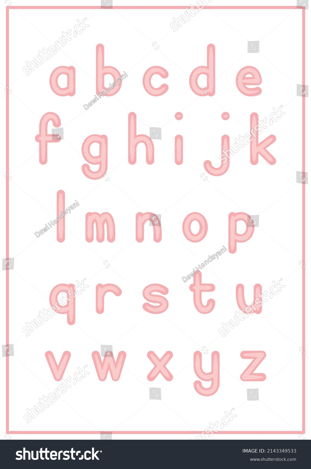 Children Learning Printable Alphabet Lowercase Pink Stock Vector ...