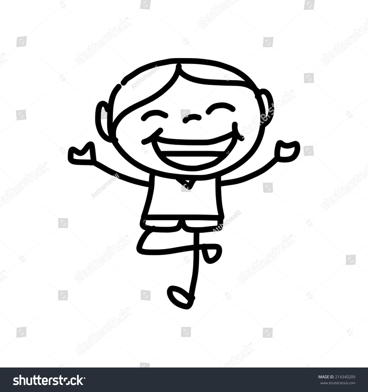 Hand Drawing Cartoon Happy Kids Stock Vector (Royalty Free) 214340209 ...