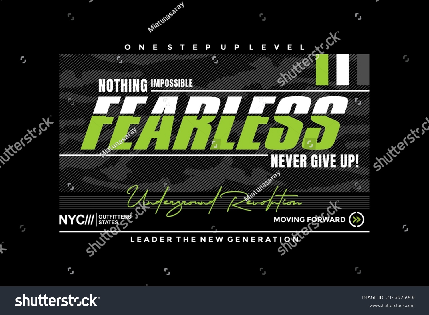 Fearless Never Give Modern Stylish Typography Stock Vector (Royalty ...