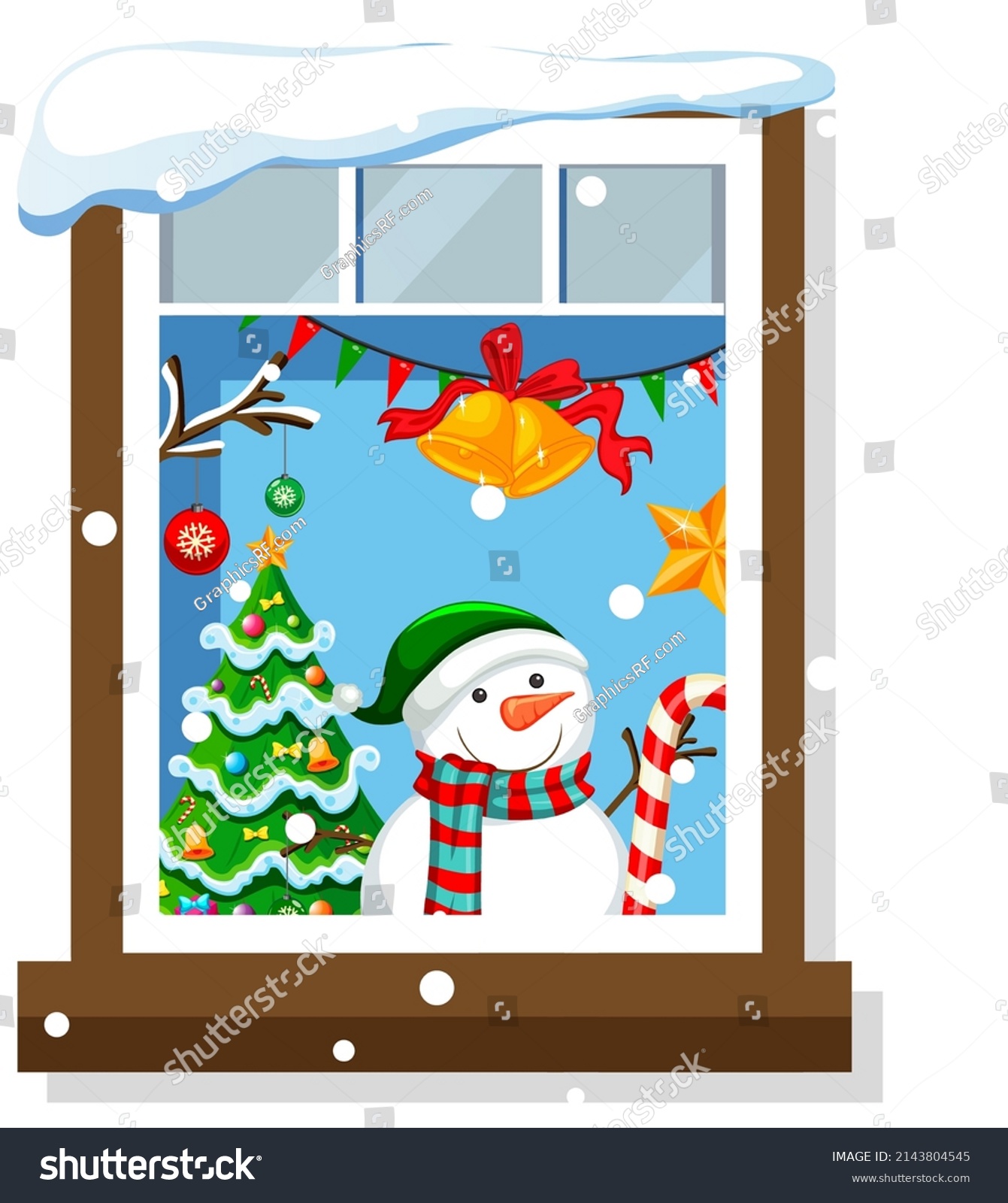 View Through Window Cartoon Character Christmas Stock Vector (Royalty ...