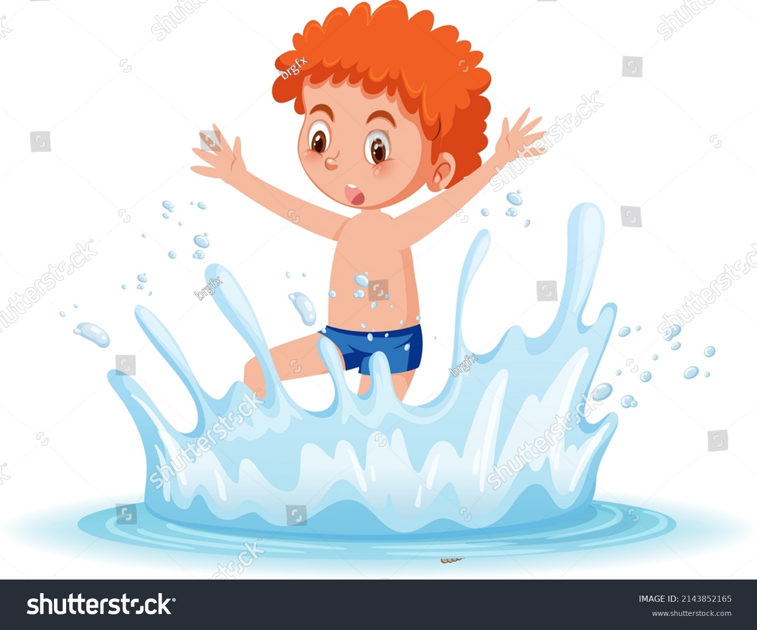 Water Splash Fun Boy On White Stock Vector (Royalty Free) 2143852165 ...