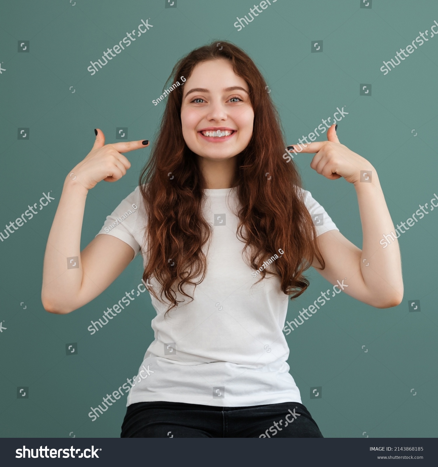 Young Girl Smiles Shows Her White Stock Photo 2143868185 | Shutterstock