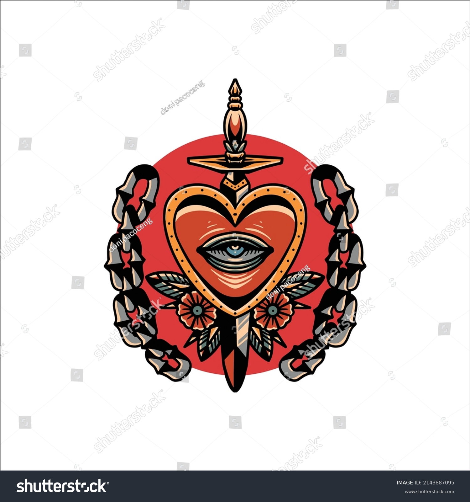 Heart Knife Tattoo Vector Design Stock Vector (Royalty Free) 2143887095 ...