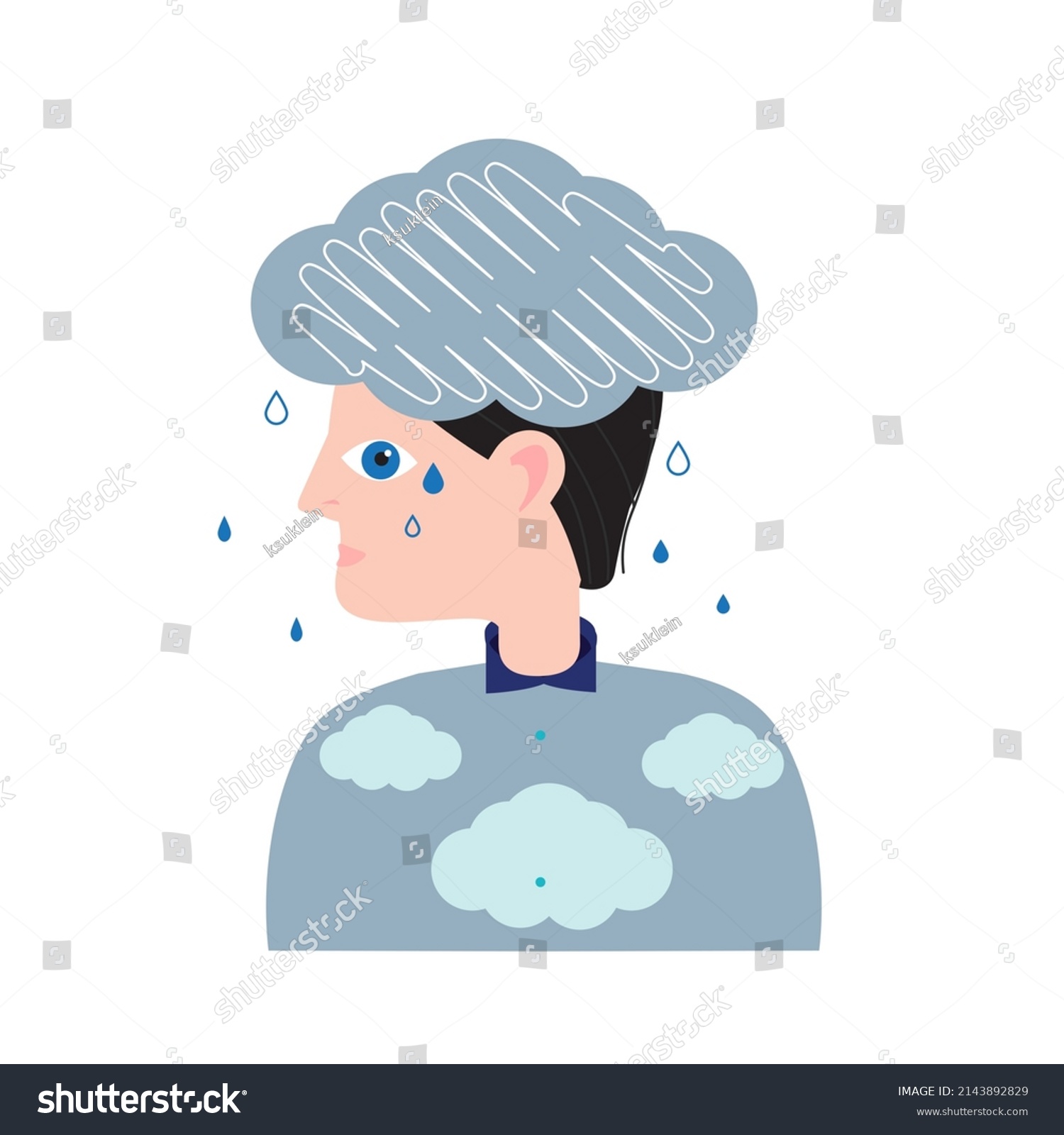 Person Rainy Cloud Above Head Concept Stock Vector (Royalty Free ...