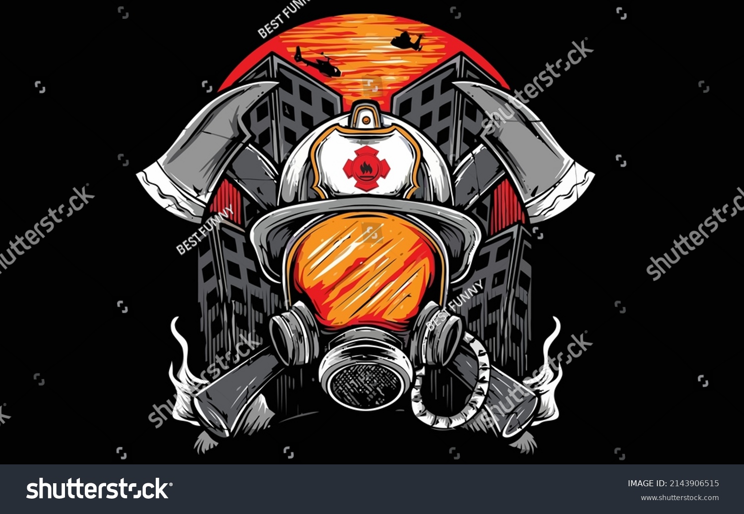 Best Funny Firefighter Fireman Vector Design Stock Vector (Royalty Free ...