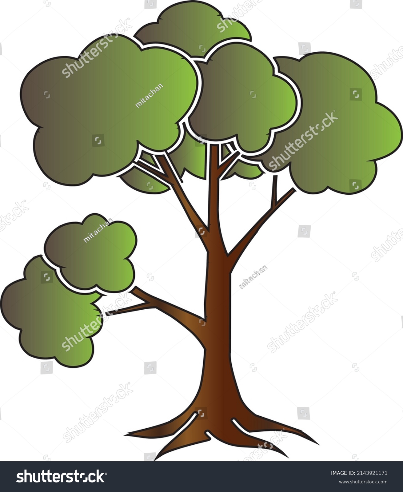 Illustration Simple Oak Tree Roots Stock Vector (Royalty Free ...