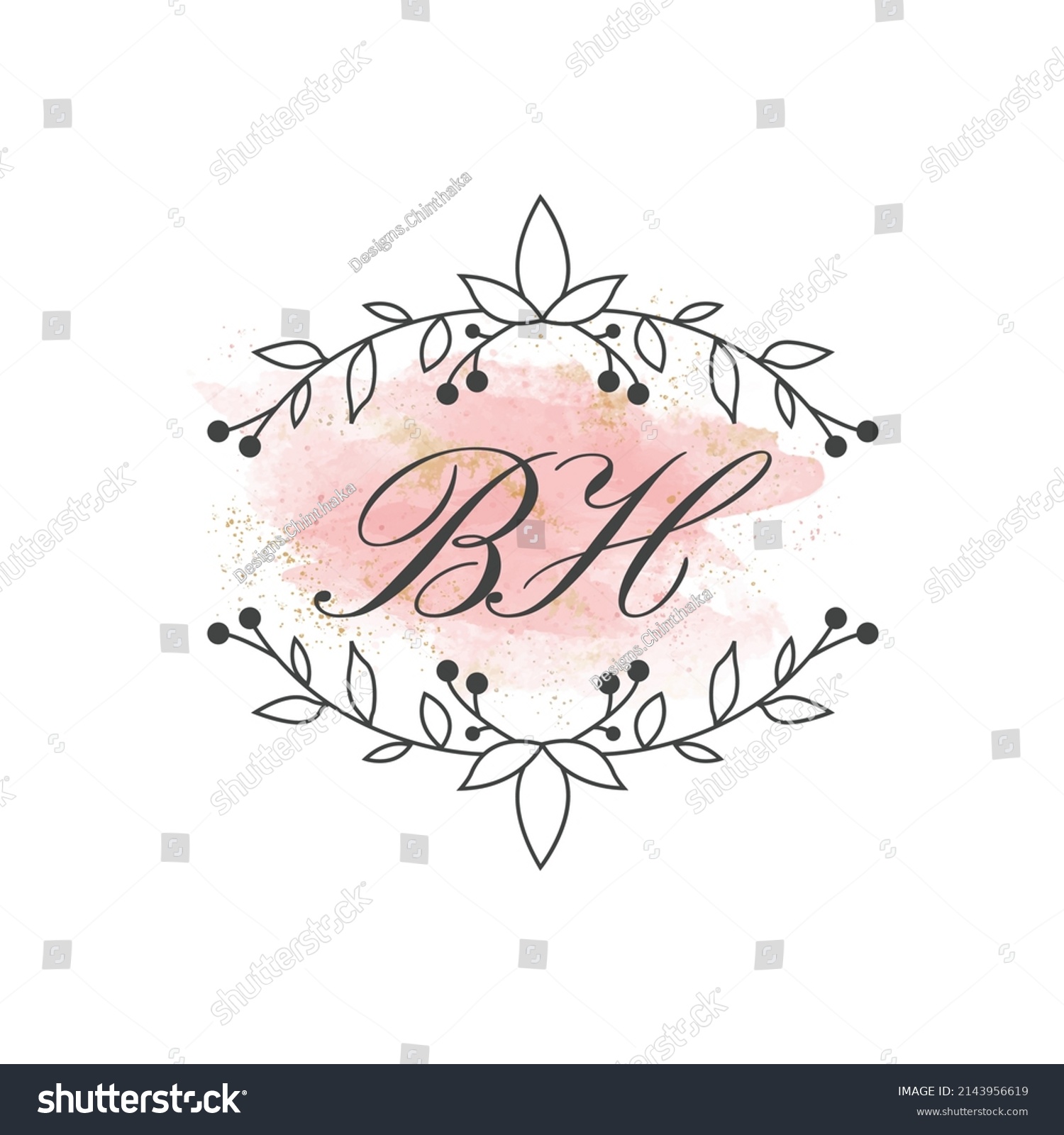 Bh Letters Signature Logo Handwritten Logo Stock Vector (royalty Free 