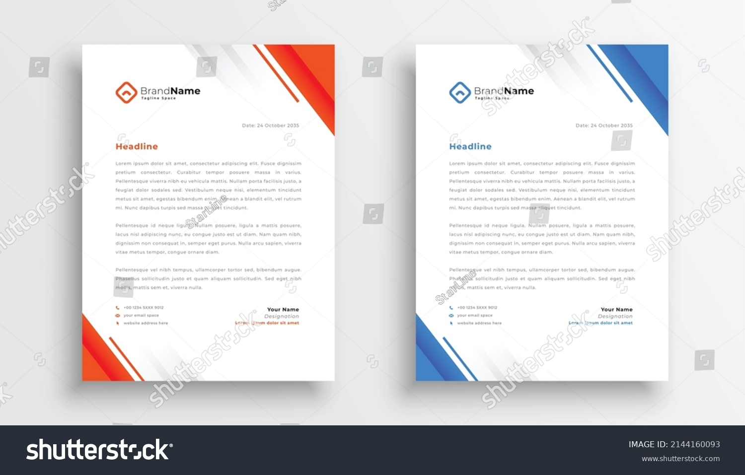 Business Letterhead Template Red Blue Color Stock Vector (Royalty Free ...