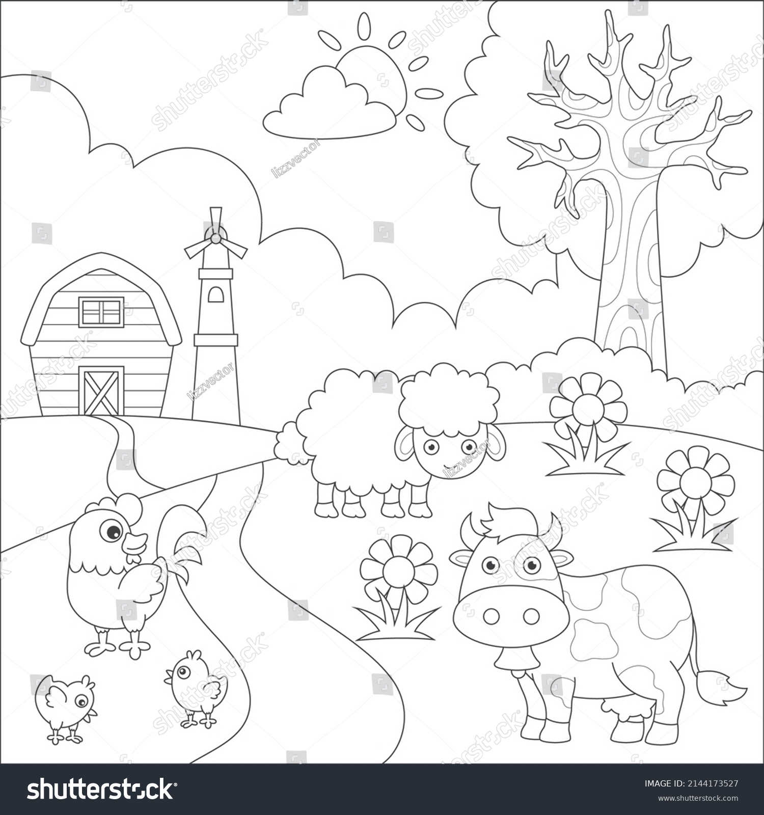 Coloring Page Kids Activity Stock Vector (Royalty Free) 2144173527 ...