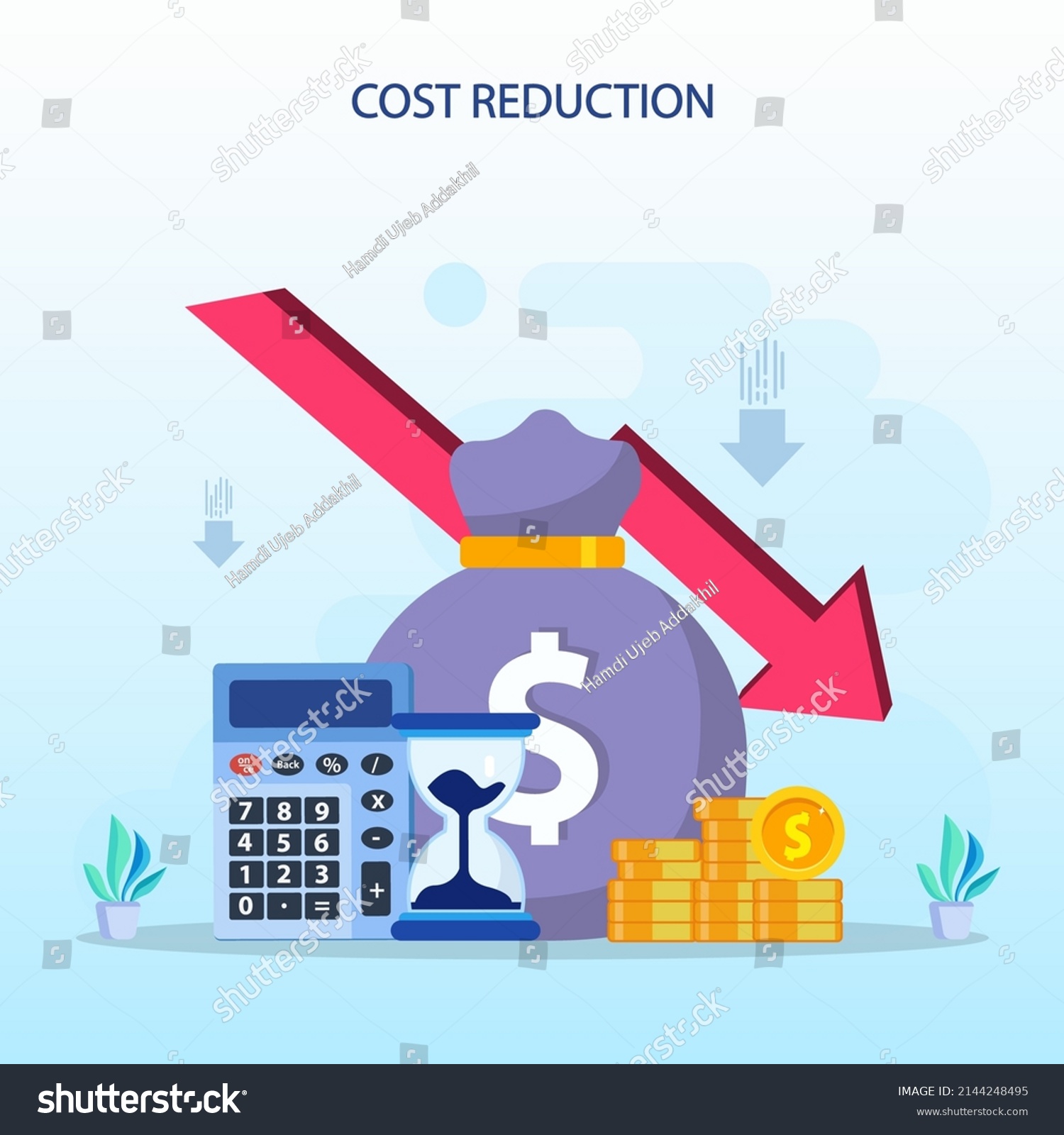 Cost Reduction Illustration Concept Tiny People Stock Vector (Royalty ...