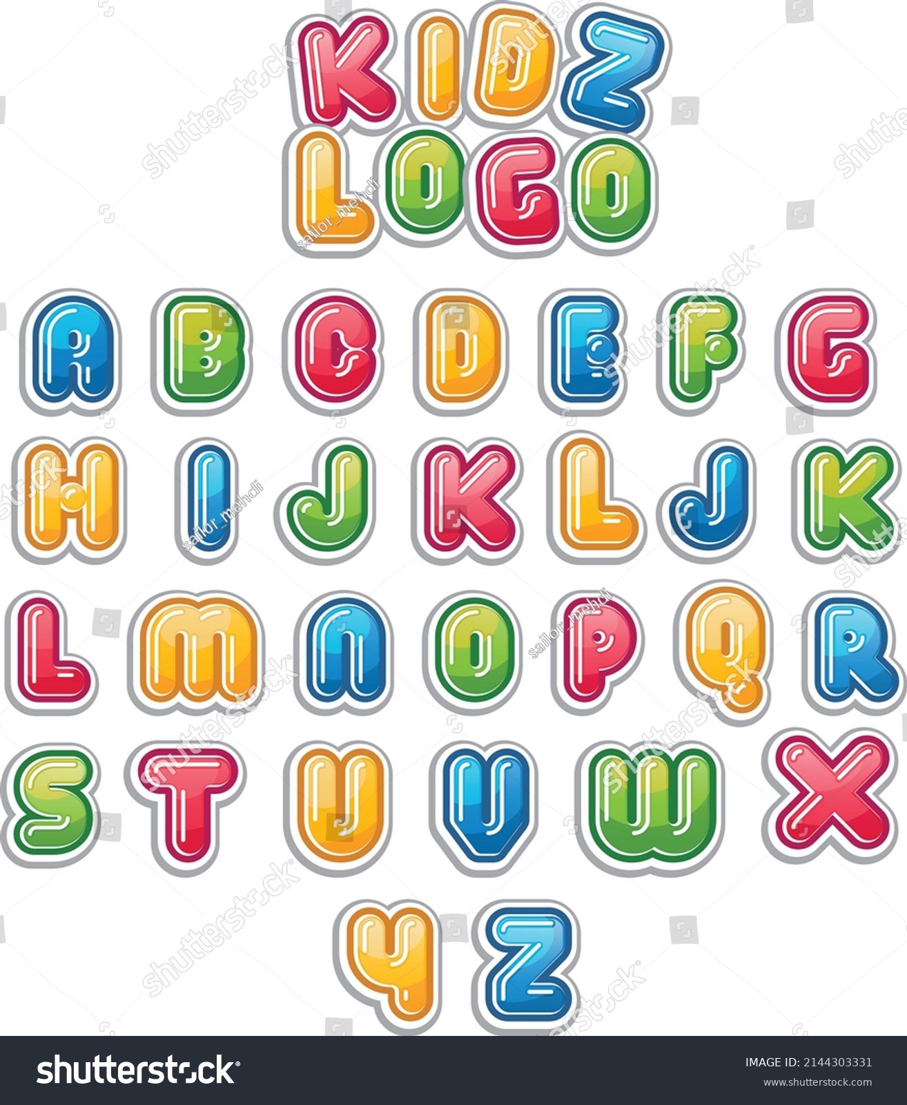 Kids Logo Fonts Alphabets Vector Stock Vector (Royalty Free) 2144303331 ...