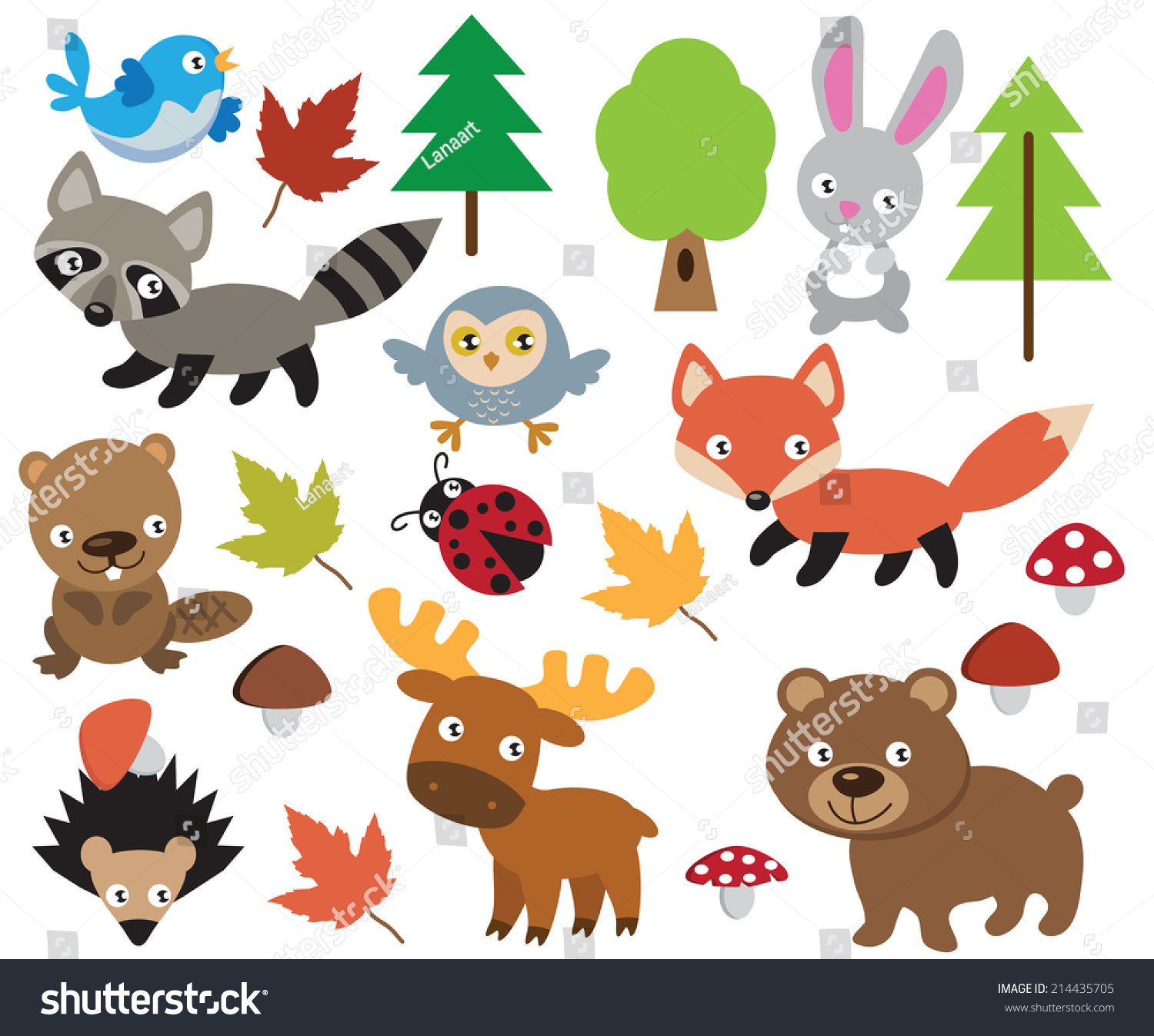 Forest Animal Vector Illustration Stock Vector (Royalty Free) 214435705 ...