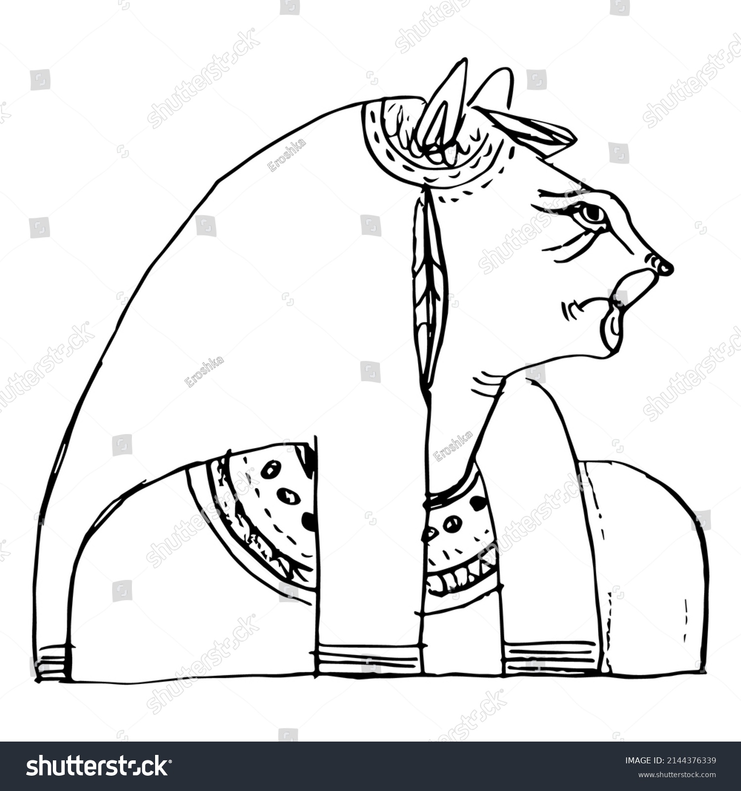 Bust Goddess Tefnut Ancient Egyptian Mythology Stock Vector Royalty Free 2144376339 Shutterstock