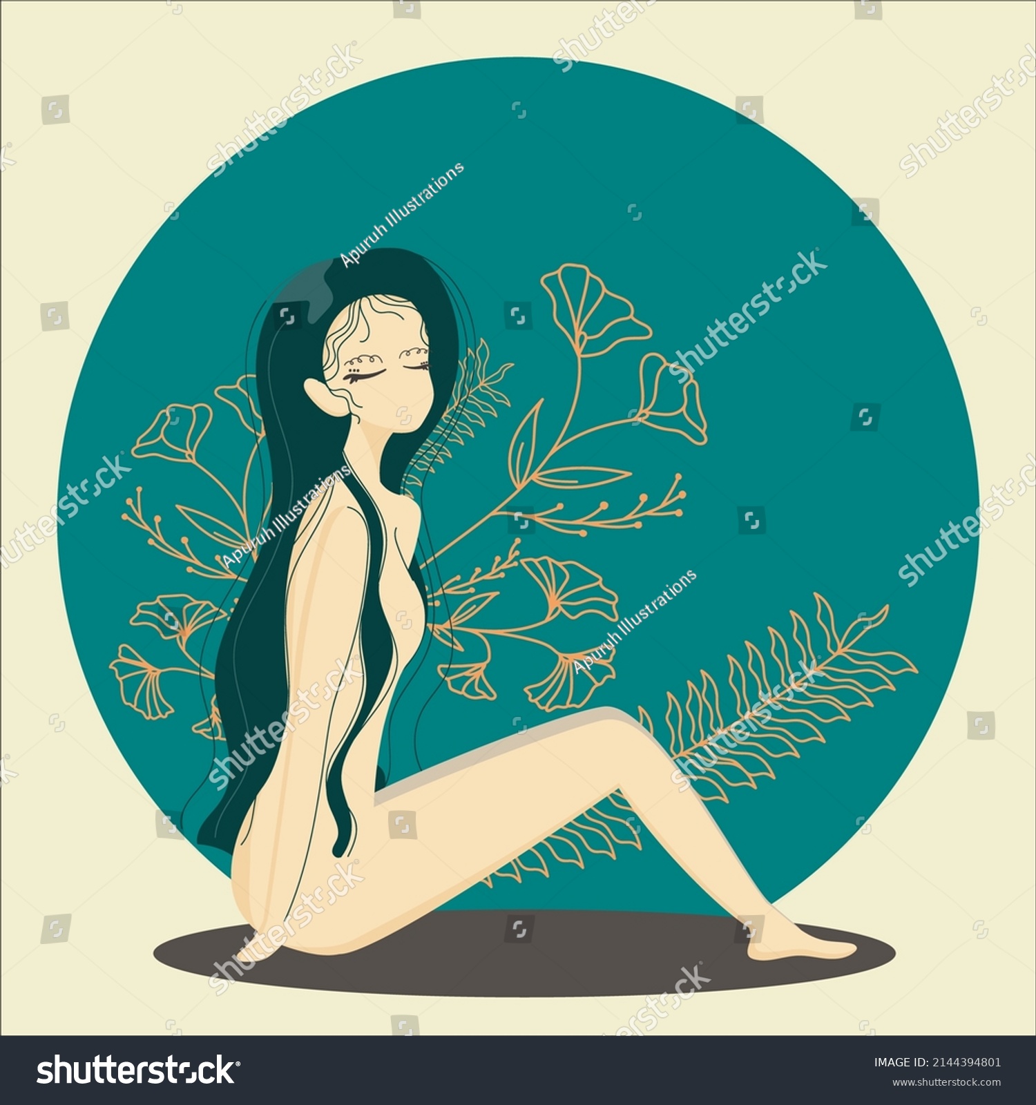 Boho Celestial Mystical Woman Sitting Down Stock Vector Royalty Free Shutterstock