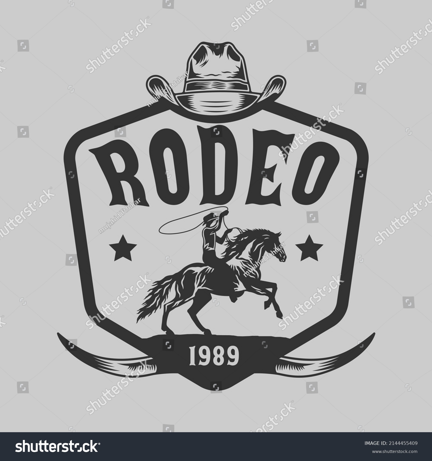 Cowboy Rodeo Wild West Horse Rider Stock Vector (Royalty Free ...