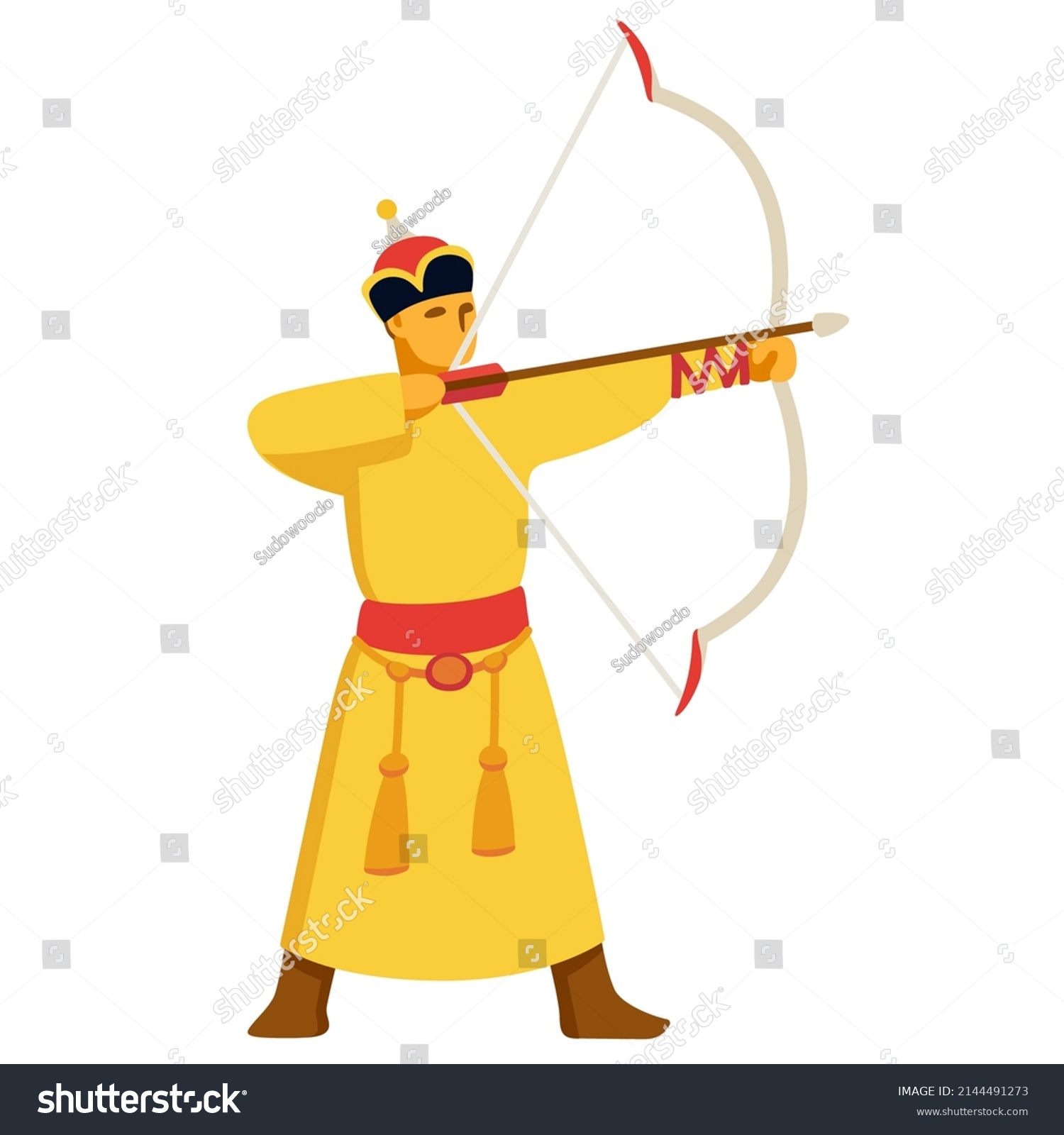 Mongolian Archer Traditional Naadam Festival Mongol Stock Vector 