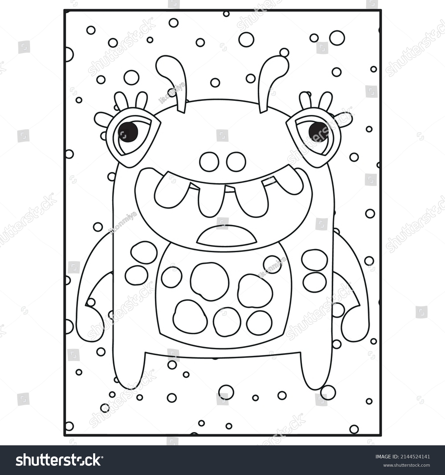 Monster Coloring Pages Kids Stock Vector (Royalty Free) 2144524141 ...